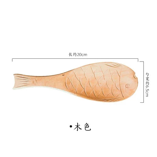Fish shaped rice spoon Creative Japanese and Korean rice spatula household kitchen tableware wooden spoon