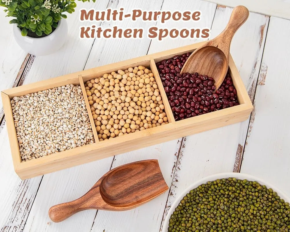 2pcs Large Wooden Coffee Scoop Shovel for Beans, Sugar, Powder - Kitchen Utensils
