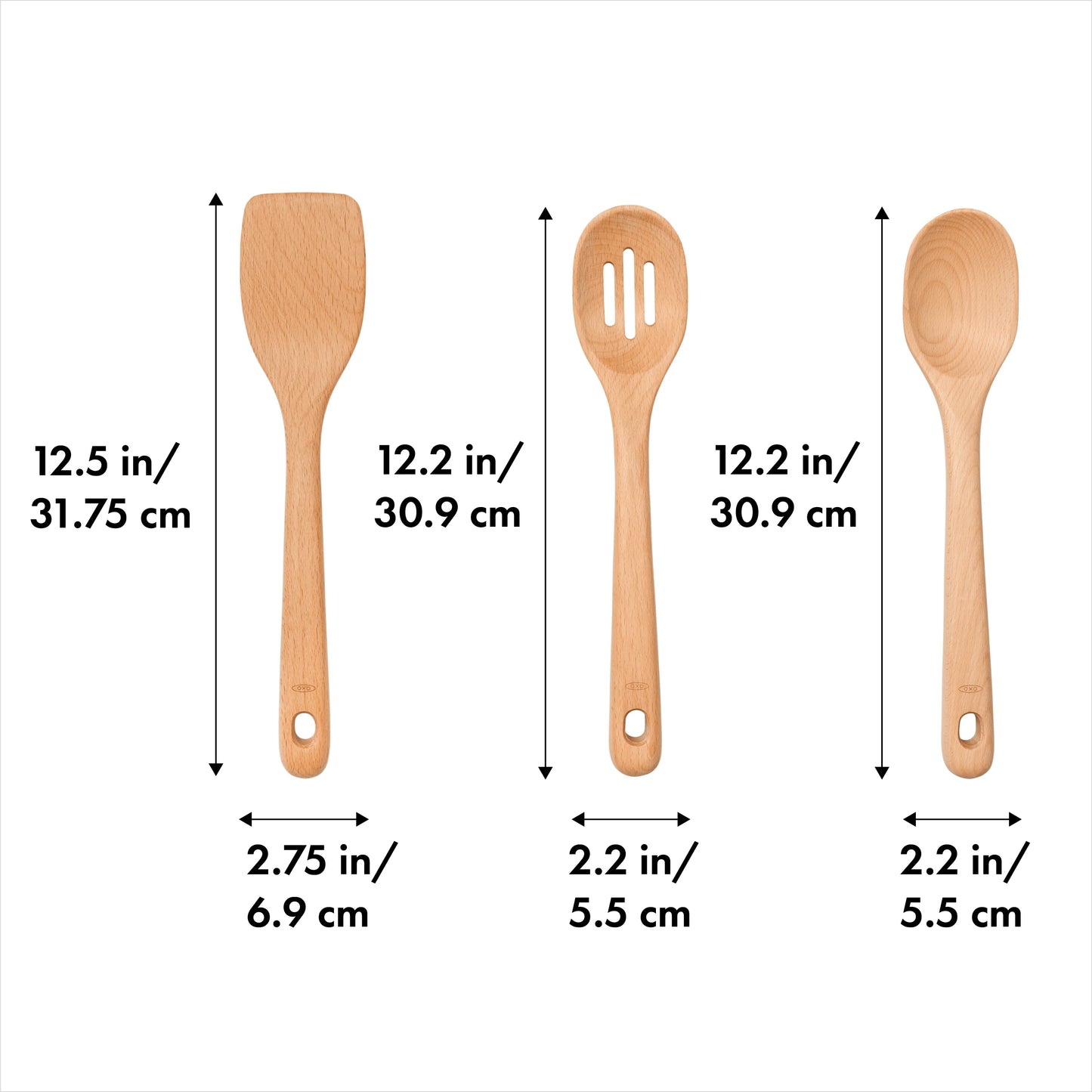 Wooden Cooking Utensil Set with Three Pieces Beachwood Finish