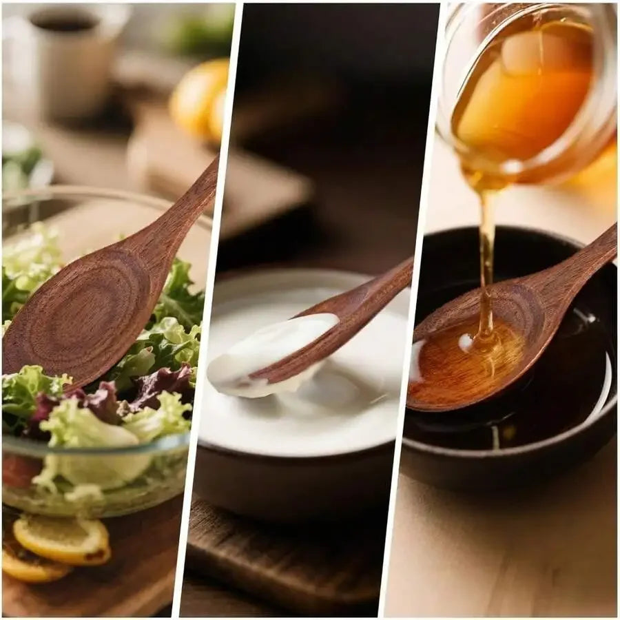 Long Handle Wooden Spoon Set For Soup Stirring Sauce Coffee Daily Use 6 Pieces
