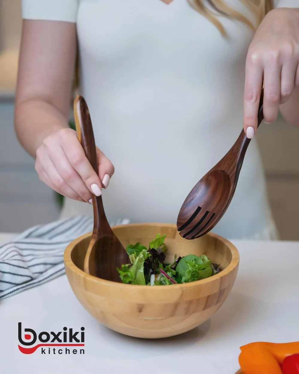 Teak Wood Utensil Set - 6-Piece Cooking Ensemble with Spoons, Server, Scraper & Spatula - Expertly Crafted for Culinary Excellence