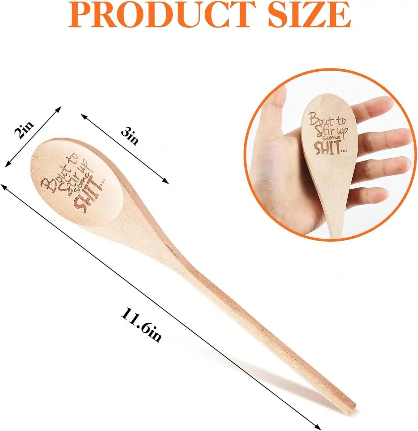 Funny Wooden Spoons Christmas Gift Laser Engraved Personalized Cooking Spoon Long Handle Wooden Kitchen Utensils Housewarming Gifts for Grandma Mother