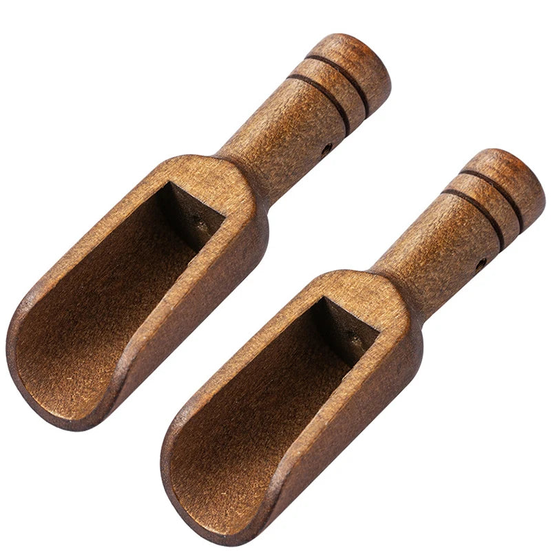 2Pcs Mini Wooden Spoons Small Bath Salt Scoop Natural Beech Wood Scoop Small Spice Spoons For Sugar Scrubs Cereal JT557