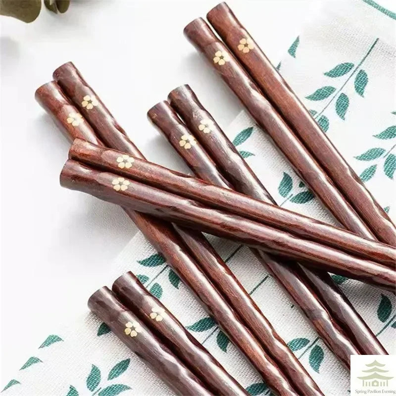 5 Pairs Japanese Sushi Chopsticks Natural Wooden Eco-Friendly Reusable Wood Korean Chinese Food Chop Sticks Set
