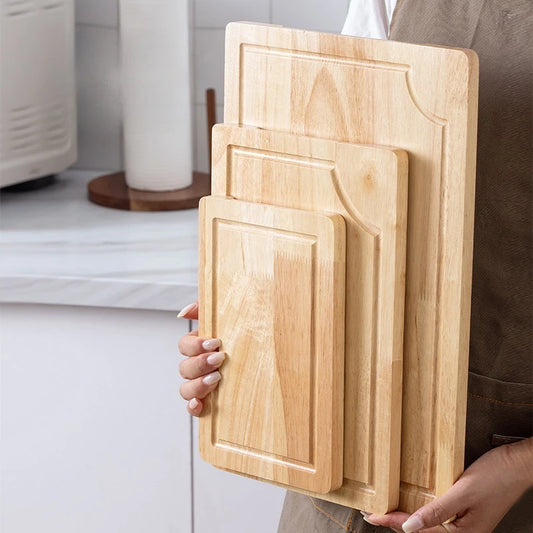 3/5 Pack Bamboo Cutting Boards Set with Juice Groove, Natural Solid Bamboo Kitchen Chopping Boards for Meat Vegetables Fruit, Three Size Heavy Duty Wooden Cooking Prep Boards