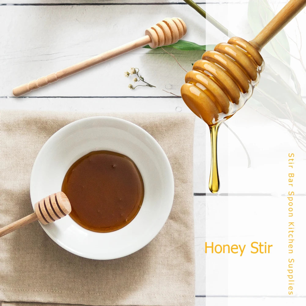 50/2/1PCS Dessert Spoon Honey Stir Bar Honey Spoon Mixing Handle Jar Spoon Wooden Honey Spoon Coffee Tea Tableware Utensils