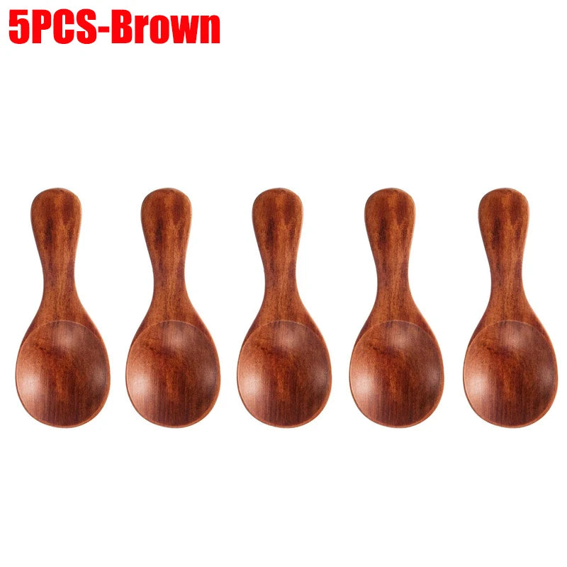 1-10PCS Mini Natural Wooden Spoons Scoop Tea Honey Coffee Condiment Salt Sugar Spoon Cooking Tools Household Kitchen Gadgets