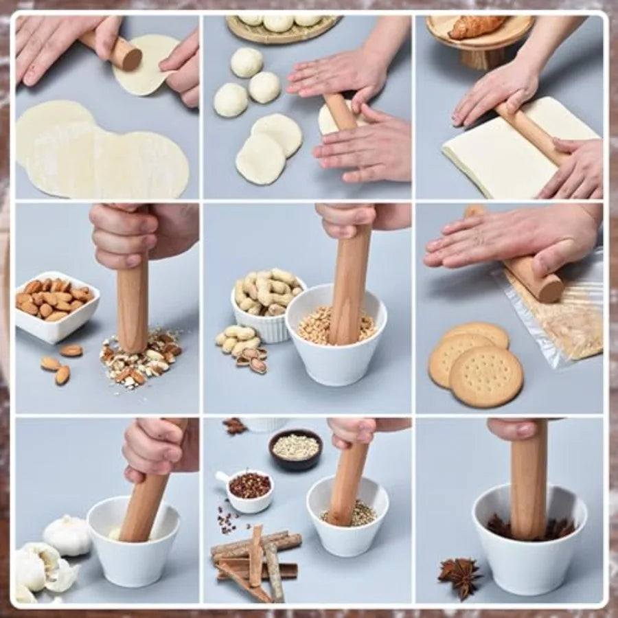 Pieces Small Wooden Rolling Pin Dumpling Dough Roller Wooden Mini Rolling Pins Kitchen Utensil Tool for Fondant Pasta Bread Pas