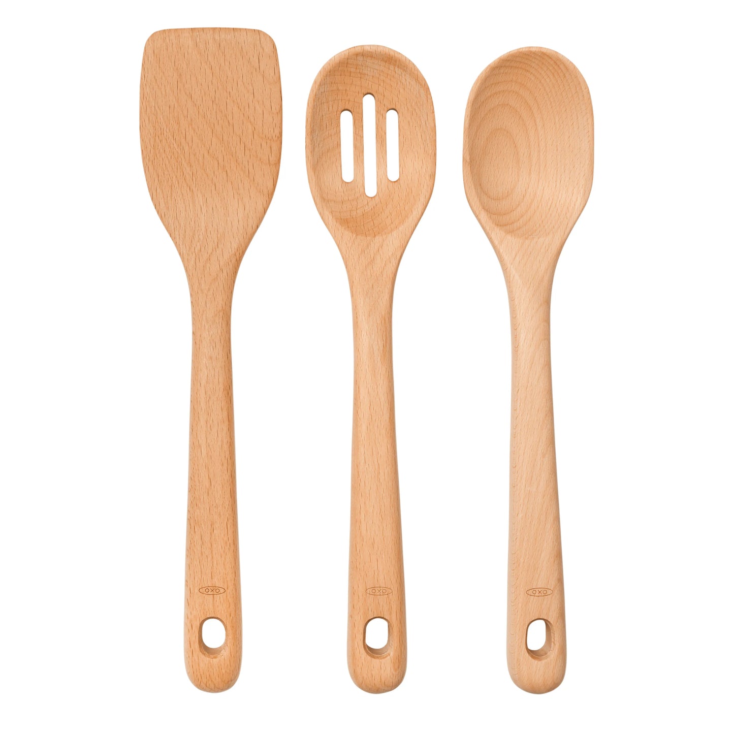 Wooden Cooking Utensil Set with Three Pieces Beachwood Finish