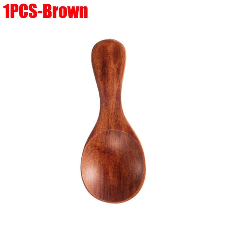 1-10PCS Mini Natural Wooden Spoons Scoop Tea Honey Coffee Condiment Salt Sugar Spoon Cooking Tools Household Kitchen Gadgets