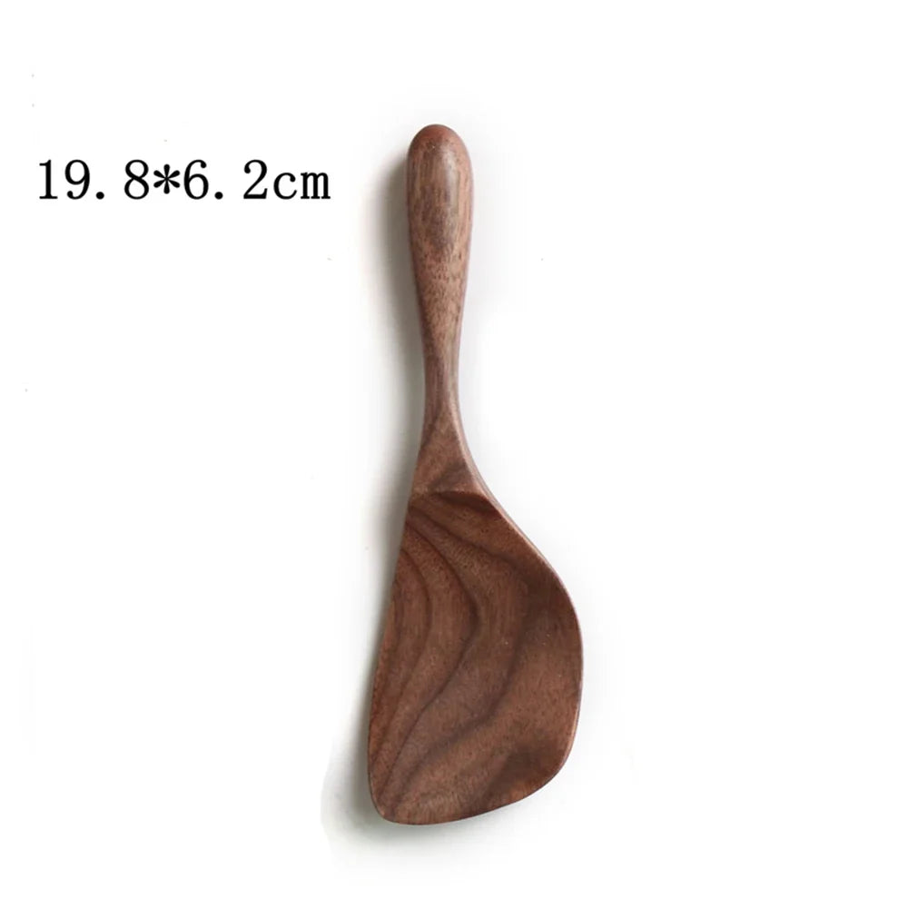 Japanese Style Black Walnut Wooden Dessert Spoon Tableware Coffee Honey Spoons Stir Long Scoop Soup Rice Spoon Kitchen Supplies