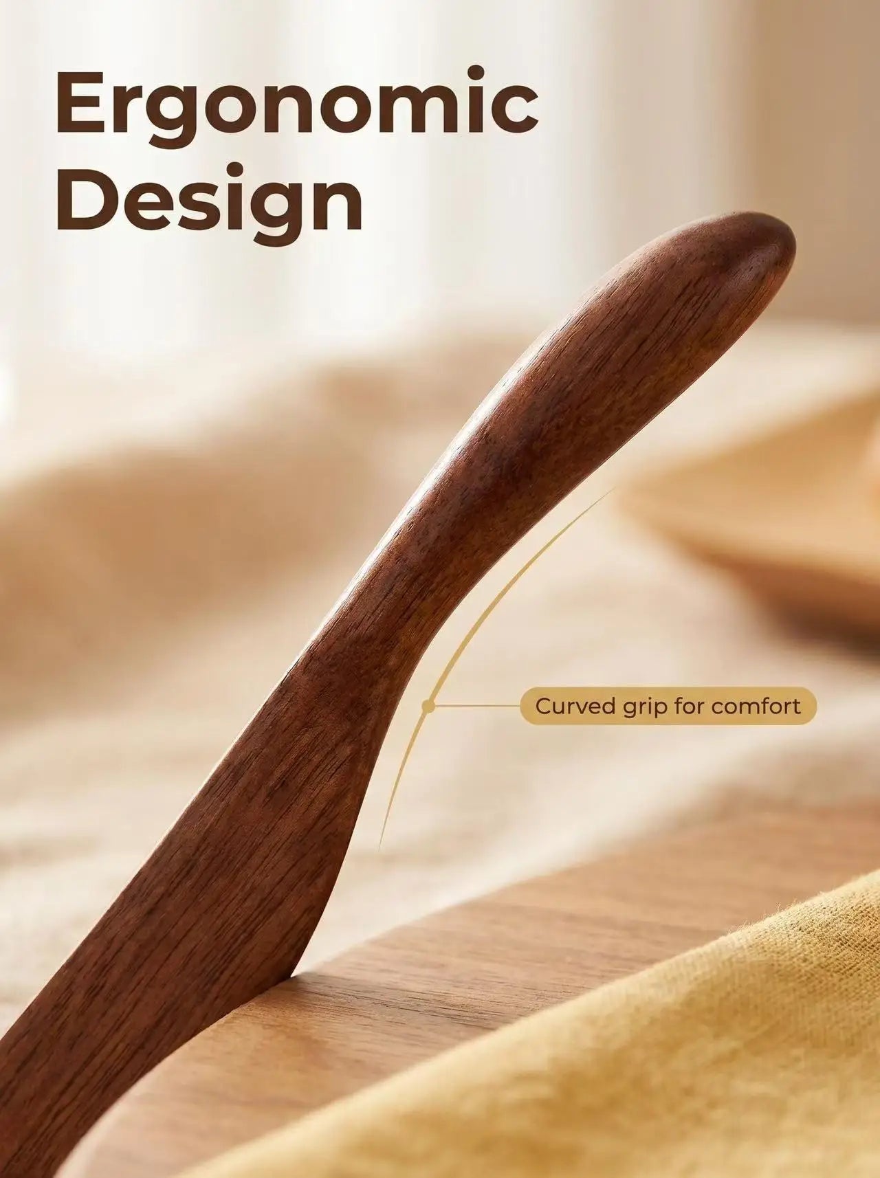 1Pcs Premium Natural Wooden Butter Knife, Smooth Edge Multipurpose Spreader for Cheese, Jam & Peanut Butter, Kitchen Utensil for Bread, Toast, Desserts & Sandwiches