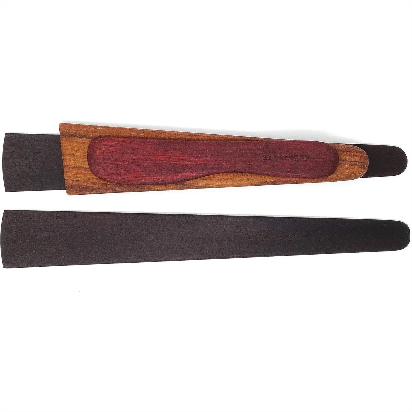Wooden Kitchen Utensil Set 4-Piece Handcrafted Thin Spatulas Cast Iron Scraper & Butter Spreader Made in USA