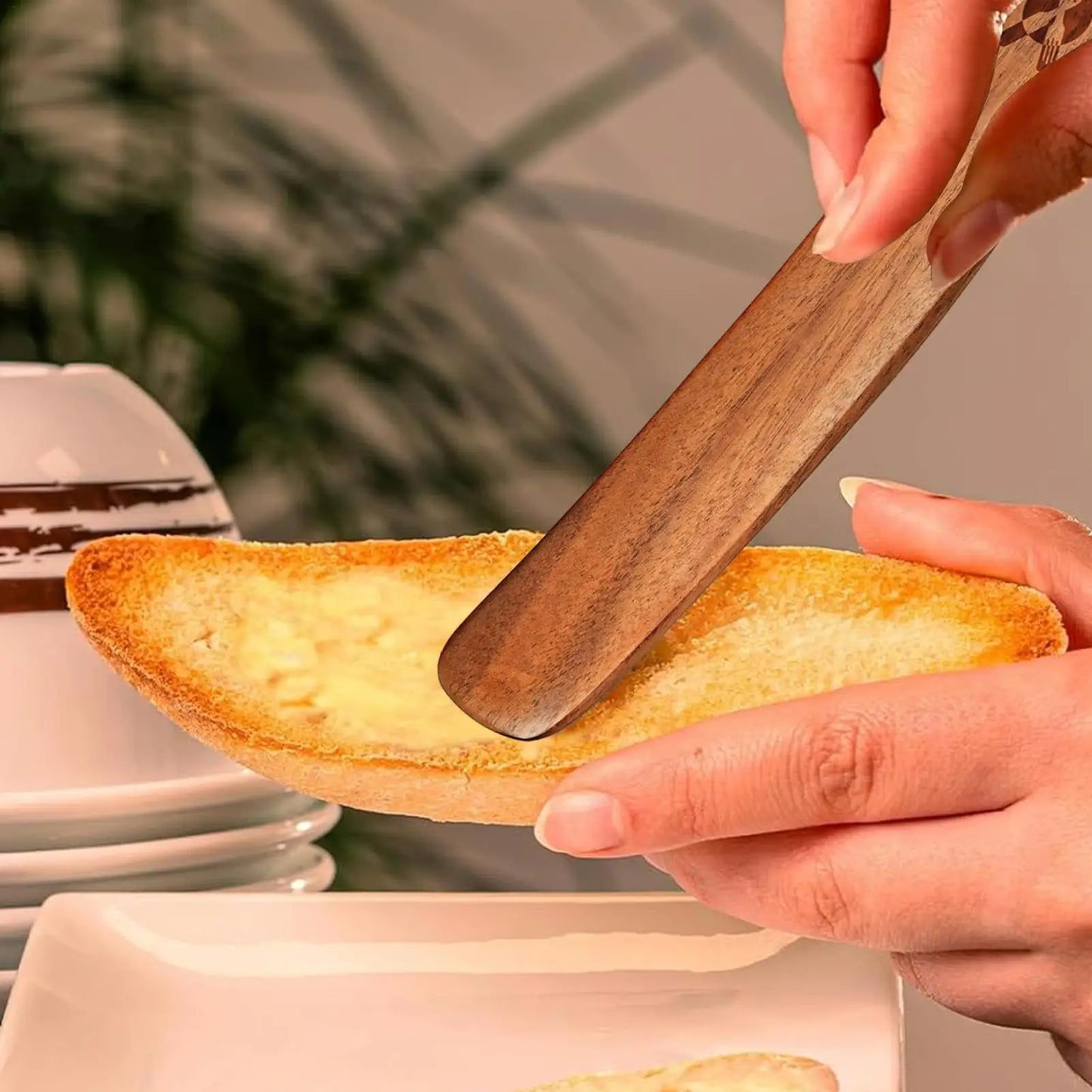 Kitchen Jar Scraping Tool Dough Mixing Flat Stirring Stick Kitchen Jar Scraping Tool Eco-Friendly Wooden Sourdough Starter Mixer