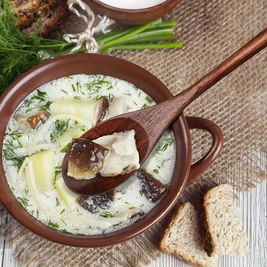 1 wooden spoon, kitchen utensil, suitable for food, desserts, soups, salads, fruits, travel wooden utensils