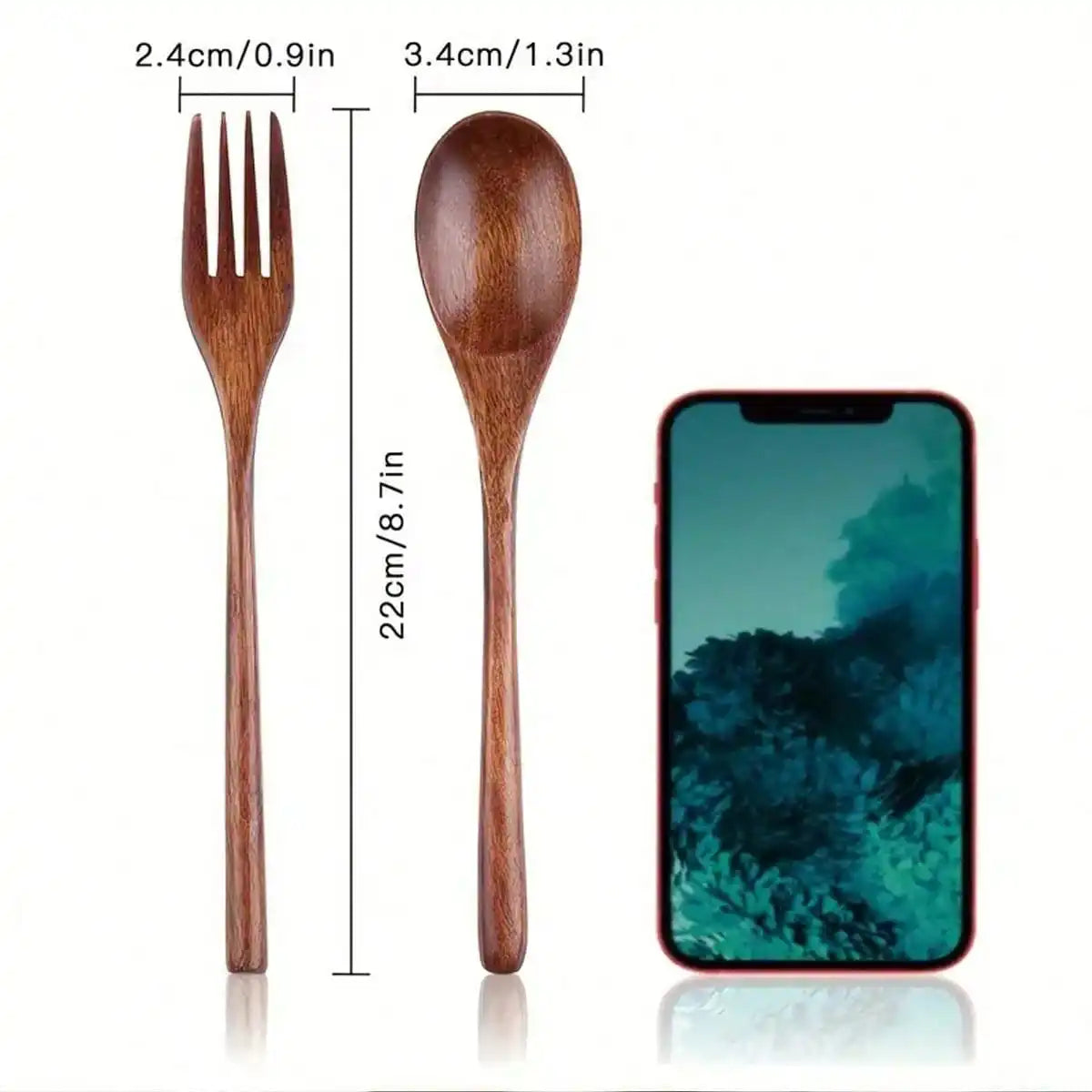 1 wooden spoon, kitchen utensil, suitable for food, desserts, soups, salads, fruits, travel wooden utensils