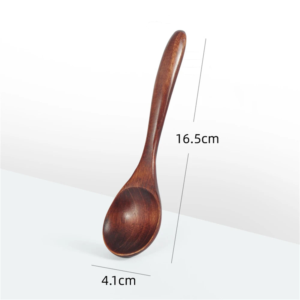 Japanese Wooden Spoon Wood Tableware Spoon Anti-Scald Tea Coffee Stirring Spoons Cooking Utensils for Kitchen Tool Soup Teaspoon