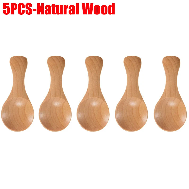 1-10PCS Mini Natural Wooden Spoons Scoop Tea Honey Coffee Condiment Salt Sugar Spoon Cooking Tools Household Kitchen Gadgets