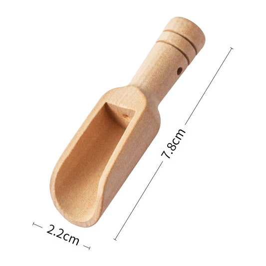 2Pcs Mini Wooden Spoons Small Bath Salt Scoop Natural Beech Wood Scoop Small Spice Spoons For Sugar Scrubs Cereal JT557