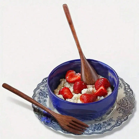 1 wooden spoon, kitchen utensil, suitable for food, desserts, soups, salads, fruits, travel wooden utensils