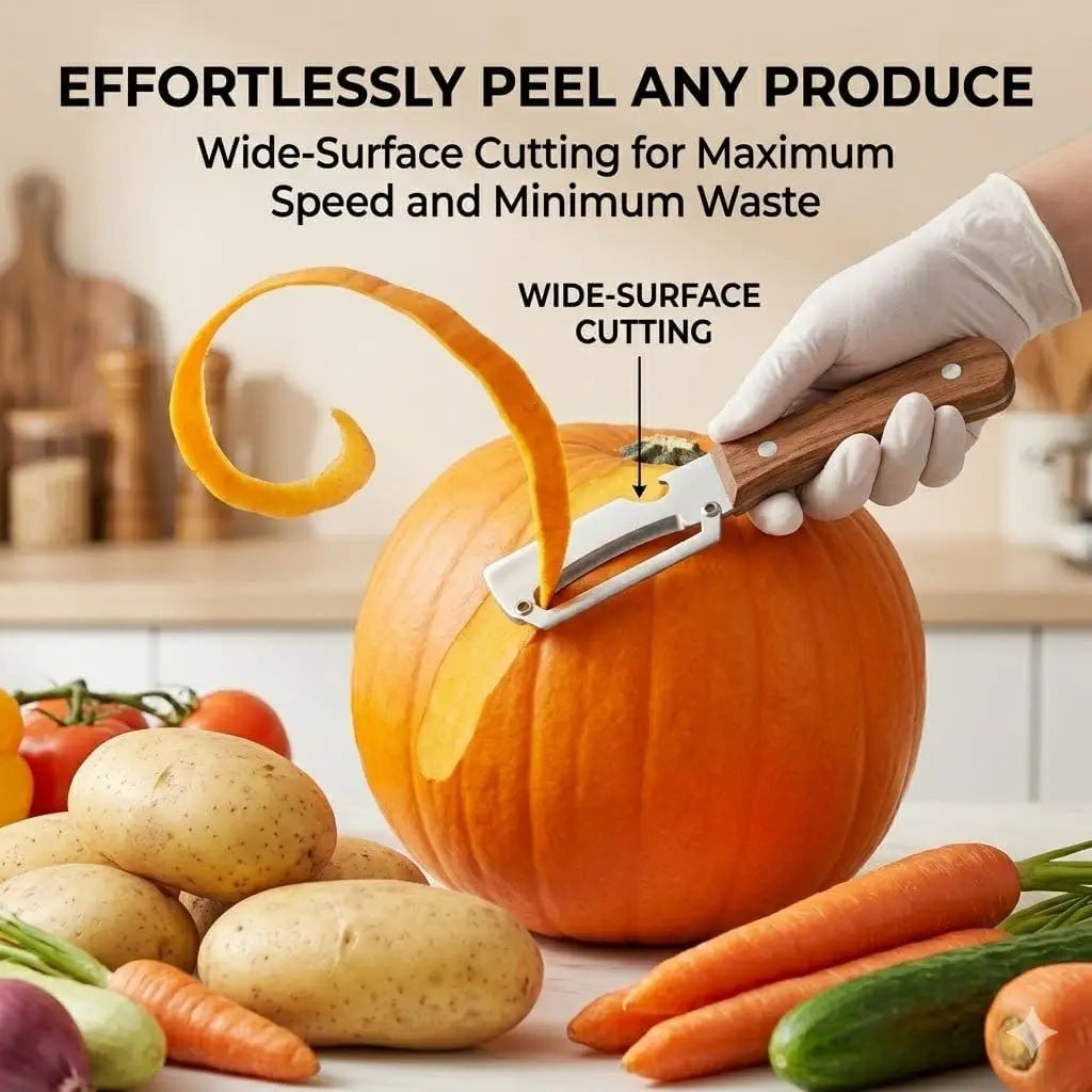2 pcs Multifunctional Vegetable Peeler with Wooden Handle, 2-in-1 Stainless Steel Peeler with Built-in Bottle Opener, Ergonomic Peelers for Kitchen, Sharp Vegetable Peeler for Potato, Carrot & Fruit