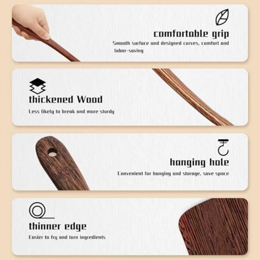 3Pcs Wooden Spatula Set, Kitchen Utensils, Spatula Set for Nonstick Cookware, Fried Spatula Cooking Utensils Kitchen Gadgets, L