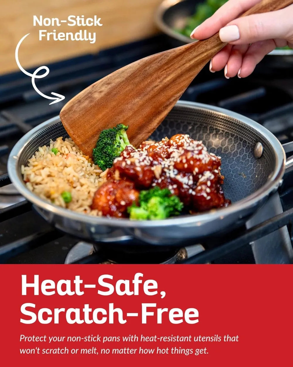 Teak Wood Utensil Set - 6-Piece Cooking Ensemble with Spoons, Server, Scraper & Spatula - Expertly Crafted for Culinary Excellence