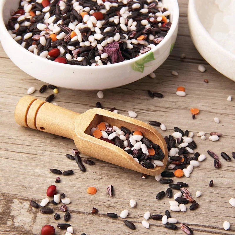 2Pcs Mini Wooden Spoons Small Bath Salt Scoop Natural Beech Wood Scoop Small Spice Spoons For Sugar Scrubs Cereal JT557