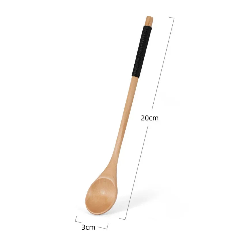 Wooden Tea Spoon Long Coffee Spoons Small Teaspoon Set Wood Honey Dessert Spoon Coffee Drink Stirrer Teaspoons Tableware