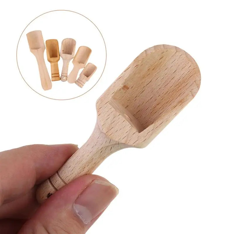 5pcs Mini Salt Shovels Wooden Handle Coffee Scoop Small Spice Spoons For Sugar Tea Spoon Milk Coffee Scoops Kitchen Gadgets