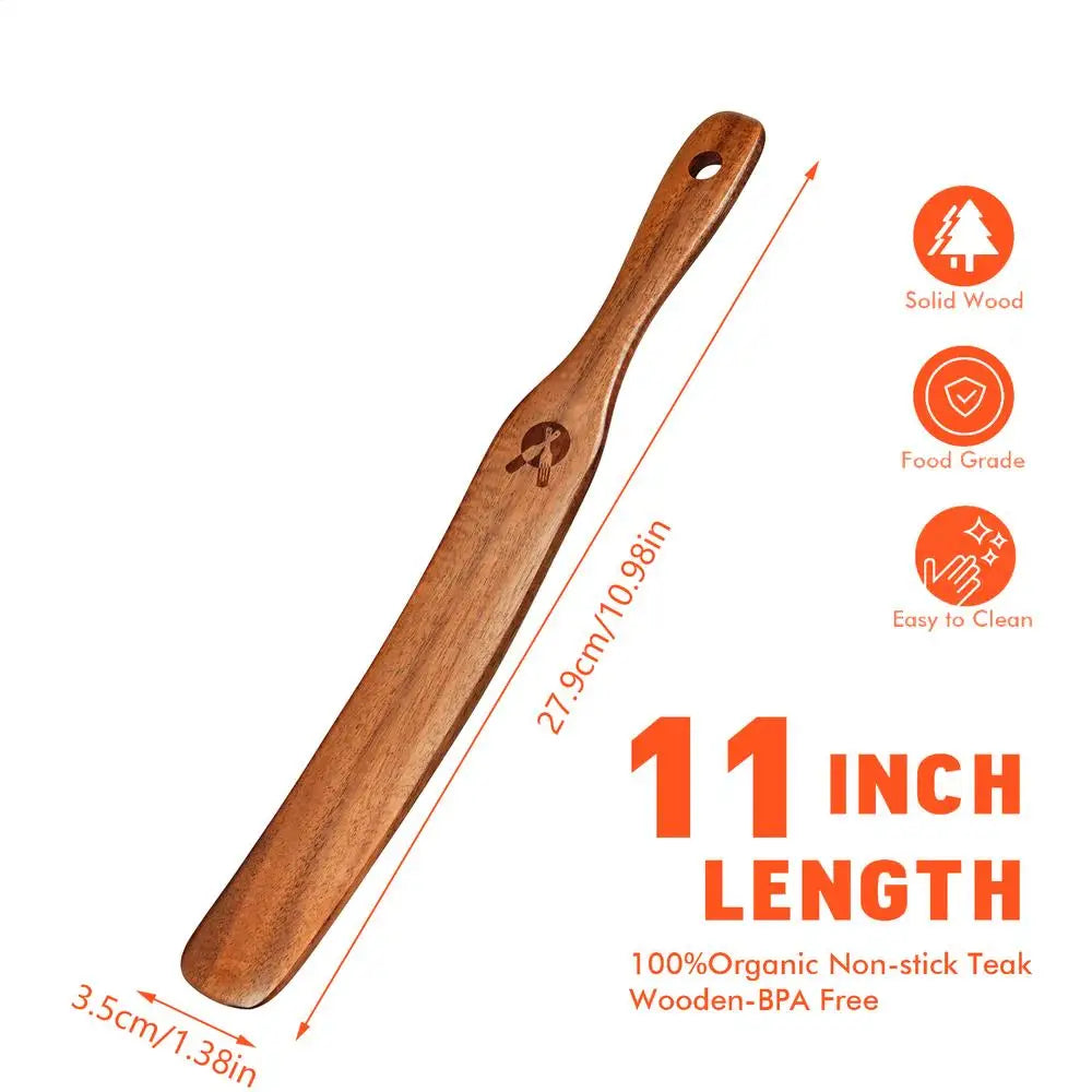 Kitchen Jar Scraping Tool Dough Mixing Flat Stirring Stick Kitchen Jar Scraping Tool Eco-Friendly Wooden Sourdough Starter Mixer