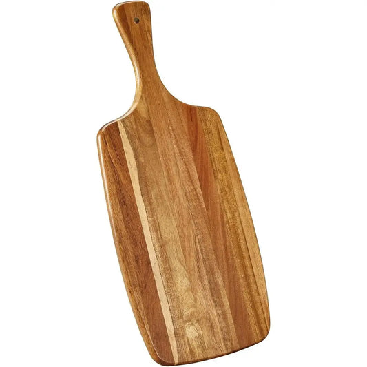 17x7 Inch Wooden Cutting and Cheese Board with Handle - Decorative Serving Platter for Kitchen and Charcuterie