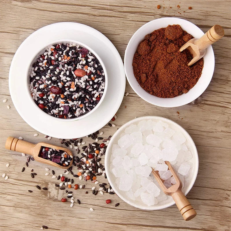 2Pcs Mini Wooden Spoons Small Bath Salt Scoop Natural Beech Wood Scoop Small Spice Spoons For Sugar Scrubs Cereal JT557