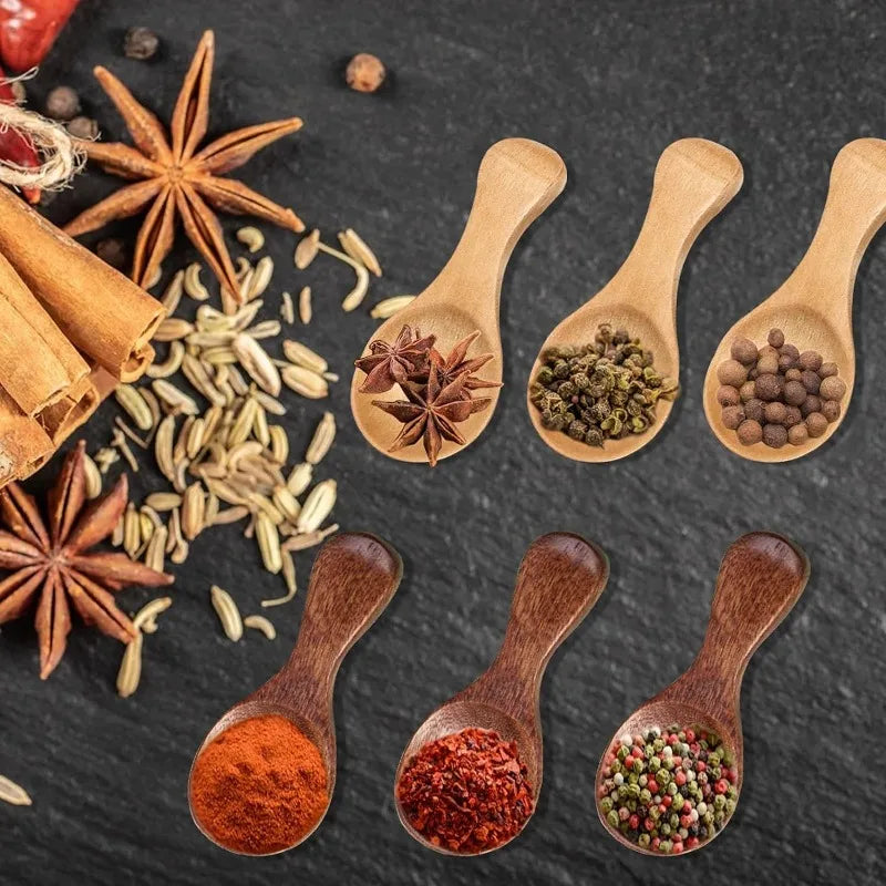 1-10PCS Mini Natural Wooden Spoons Scoop Tea Honey Coffee Condiment Salt Sugar Spoon Cooking Tools Household Kitchen Gadgets