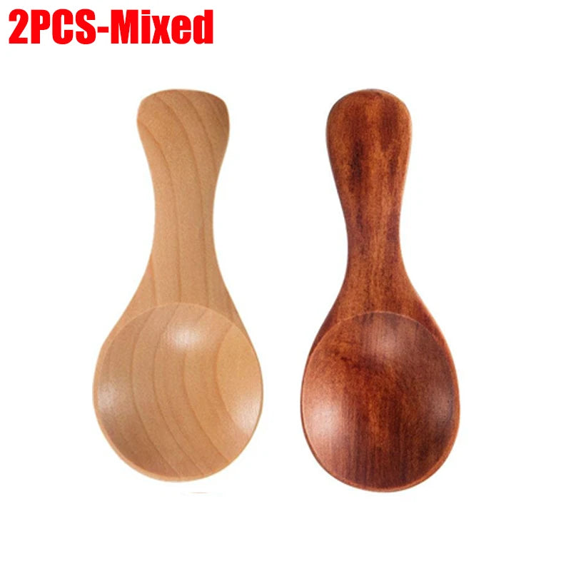 1-10PCS Mini Natural Wooden Spoons Scoop Tea Honey Coffee Condiment Salt Sugar Spoon Cooking Tools Household Kitchen Gadgets