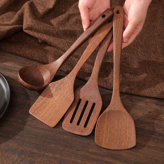 1pc Wooden Spatula Wood Rice Spoon Long Handle Flat Frying Turner Spatula Soup Ladle Cooking Utensil Nonstick Pan Kitchen Tools