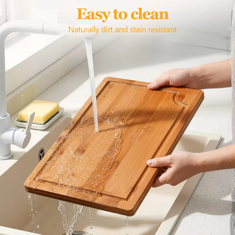 3/5 Pack Bamboo Cutting Boards Set with Juice Groove, Natural Solid Bamboo Kitchen Chopping Boards for Meat Vegetables Fruit, Three Size Heavy Duty Wooden Cooking Prep Boards