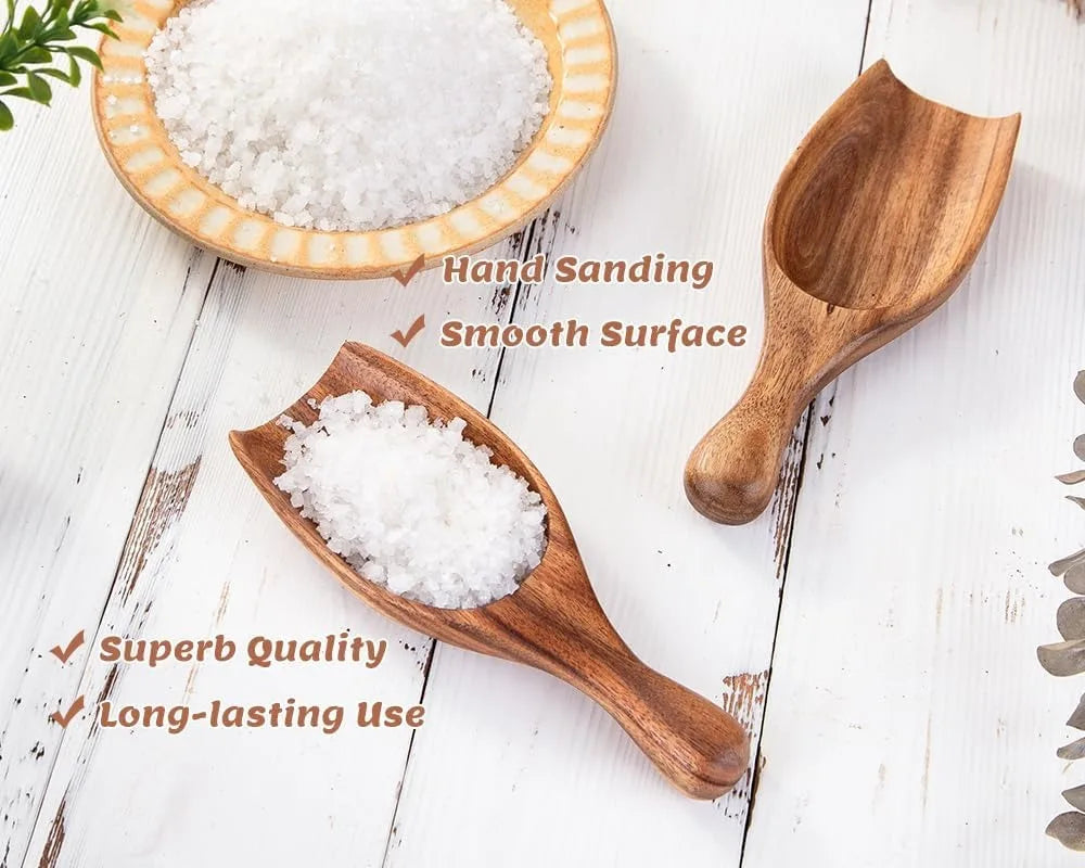 2pcs Large Wooden Coffee Scoop Shovel for Beans, Sugar, Powder - Kitchen Utensils