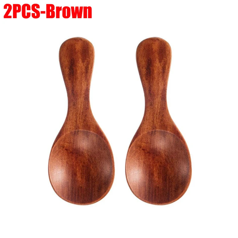 1-10PCS Mini Natural Wooden Spoons Scoop Tea Honey Coffee Condiment Salt Sugar Spoon Cooking Tools Household Kitchen Gadgets