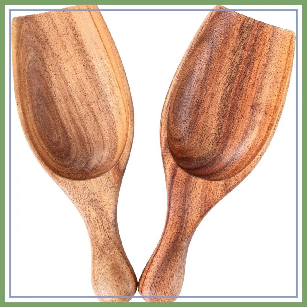 2pcs Large Wooden Coffee Scoop Shovel for Beans, Sugar, Powder - Kitchen Utensils