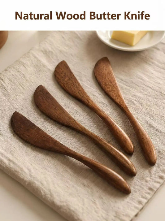 1Pcs Premium Natural Wooden Butter Knife, Smooth Edge Multipurpose Spreader for Cheese, Jam & Peanut Butter, Kitchen Utensil for Bread, Toast, Desserts & Sandwiches