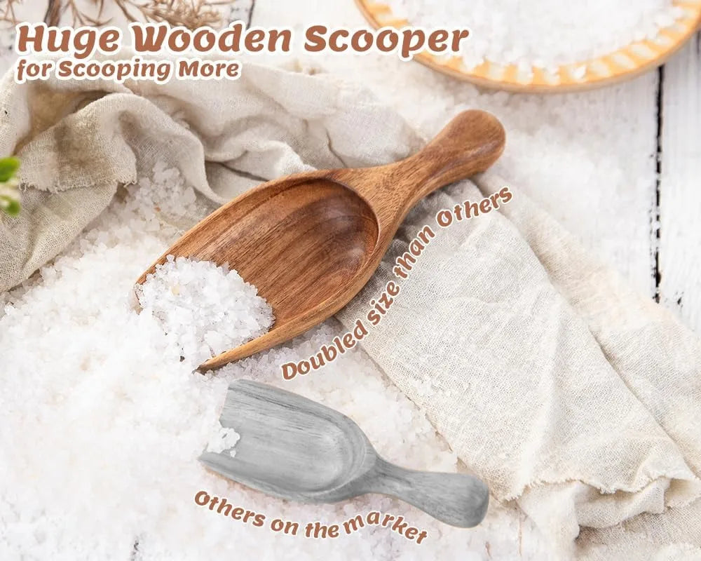 2pcs Large Wooden Coffee Scoop Shovel for Beans, Sugar, Powder - Kitchen Utensils
