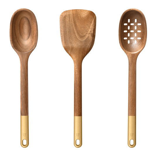 3-Piece Wooden Kitchen Utensil Set for Cooking and Baking