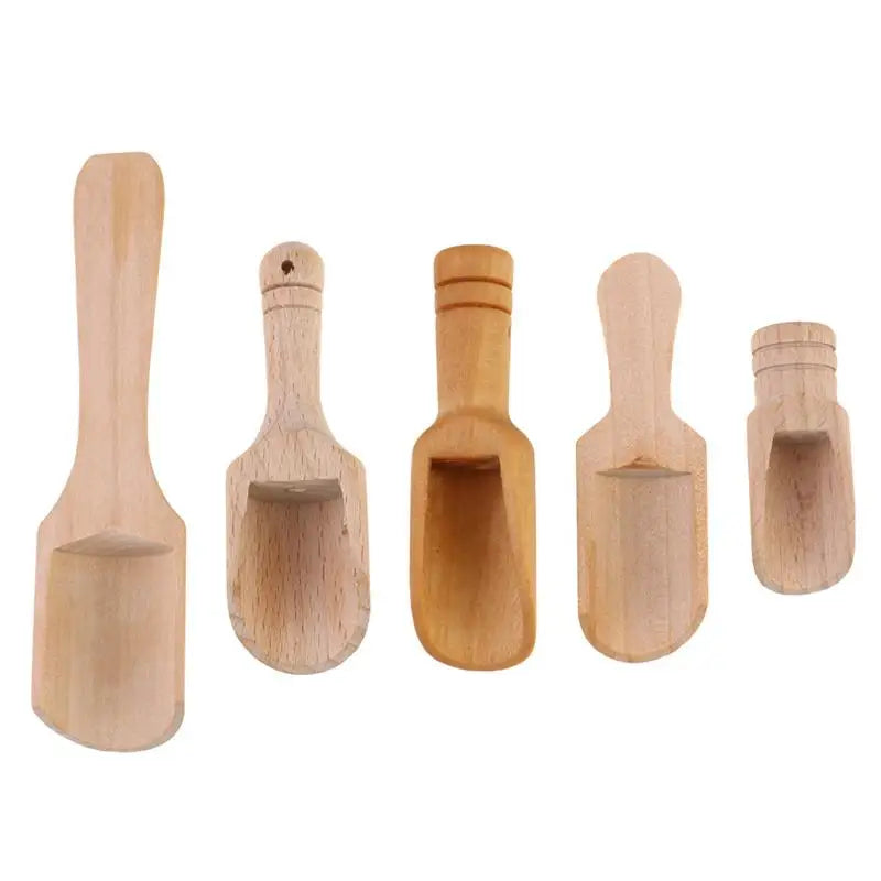 5pcs Mini Salt Shovels Wooden Handle Coffee Scoop Small Spice Spoons For Sugar Tea Spoon Milk Coffee Scoops Kitchen Gadgets