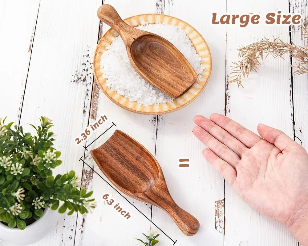 2pcs Large Wooden Coffee Scoop Shovel for Beans, Sugar, Powder - Kitchen Utensils