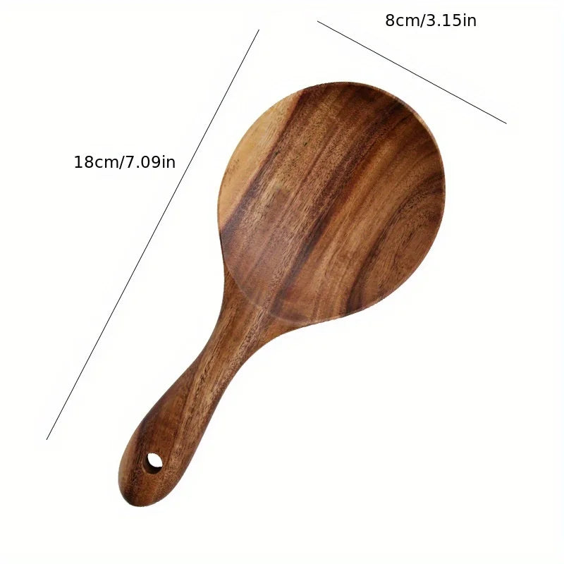 1pc Wood Rice Spoon Rice Paddle Scoop Wooden Kitchen Spoon Ladle Tablespoon Big Serving Spoon Wooden Kitchen Utensils Tableware