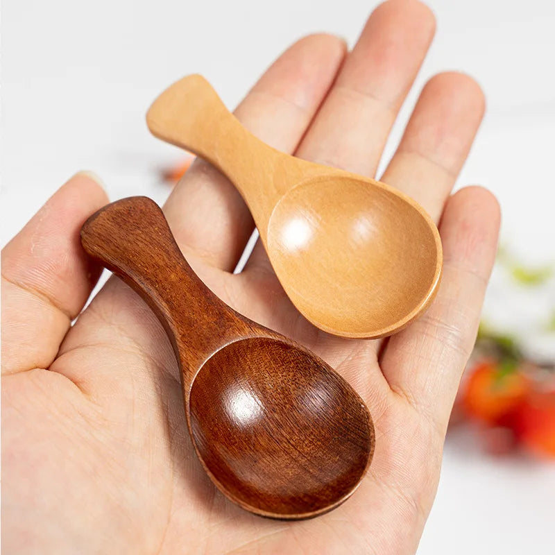 5Pcs Multipurpose Natural Mini Wooden Spice Spoons, Smooth Wood Scoops for Tea Sugar Salt Powder Condiment Jar Kitchen Utensils
