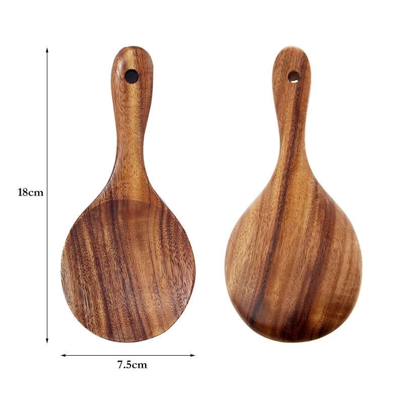 Teak Wood Rice Spoon Rice Paddle Scoop Wooden Kitchen Spoon Ladle Tablespoon Big Serving Spoon Wooden Kitchen Utensils Tableware