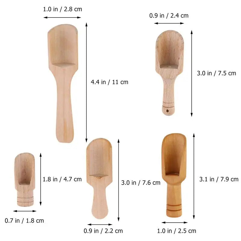 5pcs Mini Salt Shovels Wooden Handle Coffee Scoop Small Spice Spoons For Sugar Tea Spoon Milk Coffee Scoops Kitchen Gadgets