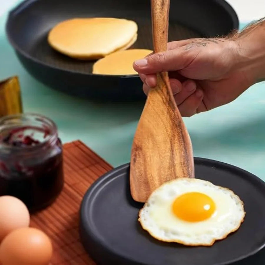 Premium Teak Wood Cooking Utensils Set - 10 Piece Natural Wooden Spoons for Cooking Heat Resistant and Non-Scratch Kitchen Tool